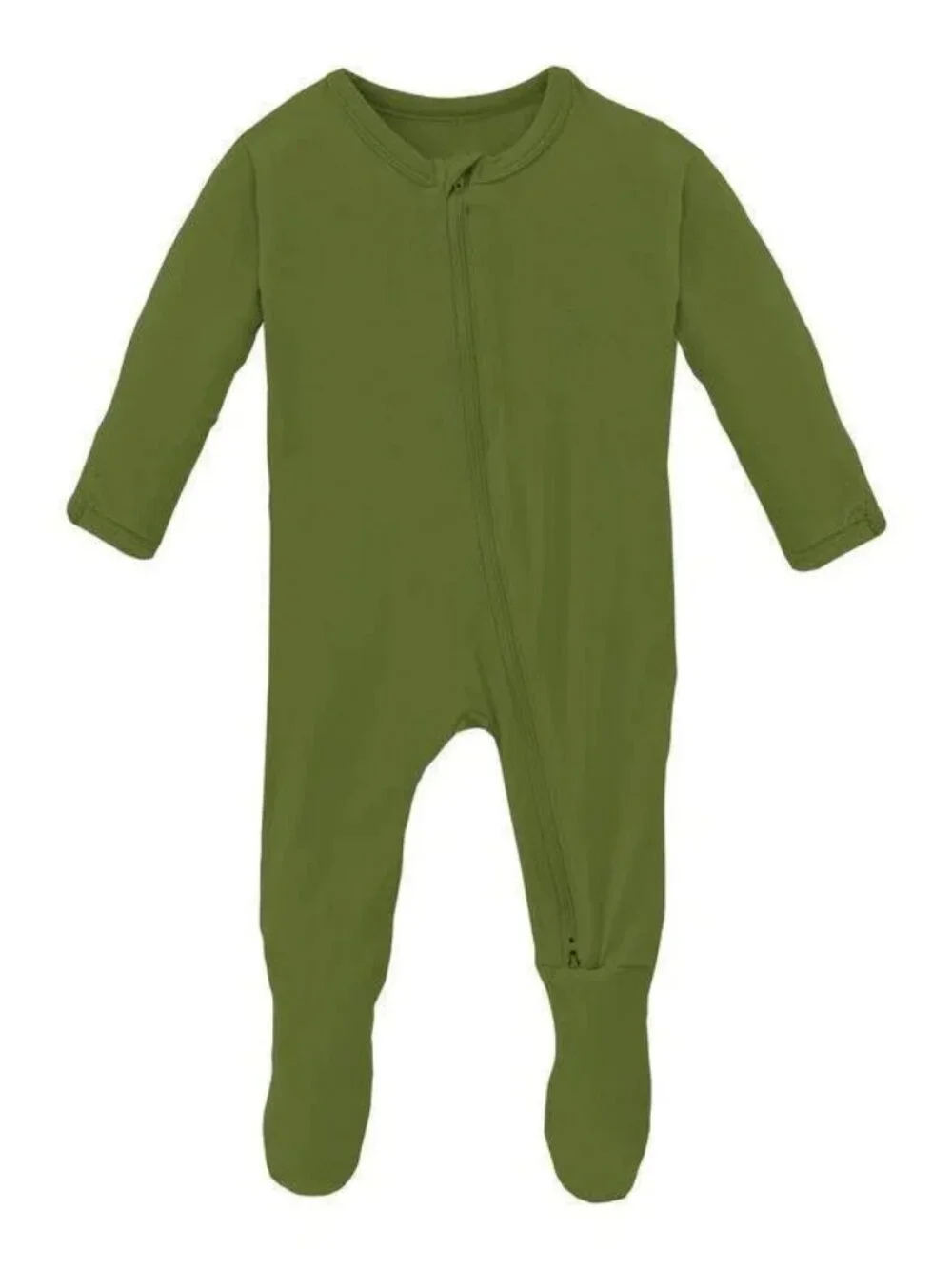 NWT Kickee Pants Basic Footie with Zipper in Moss Size 12-18 Months